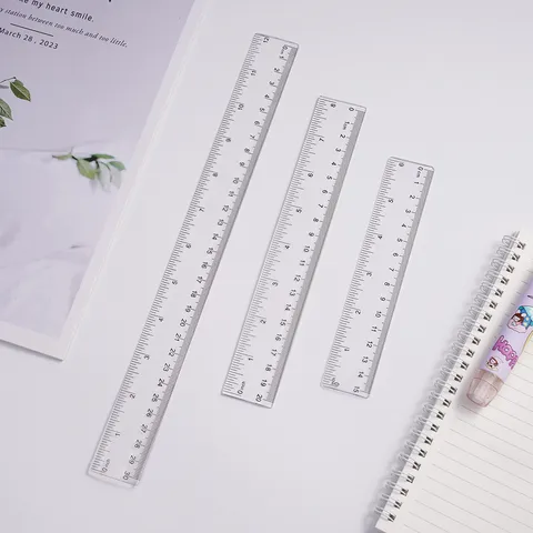 Transparent Plastic Straight Ruler Double Sided Printing Clear Student Drawing Stationery Measuring Ruler