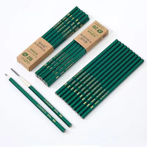 Hexagonal Green Wooden Pencils HB 2B Graphite Writing Drawing Pencil For Students School Office Stationery Prize Gift