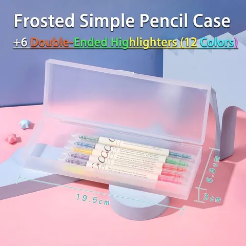 Multicolor Dual Tip Fluorescent Highlighter Markers Plastic Double Ended School Office Journaling Drawing Stationery