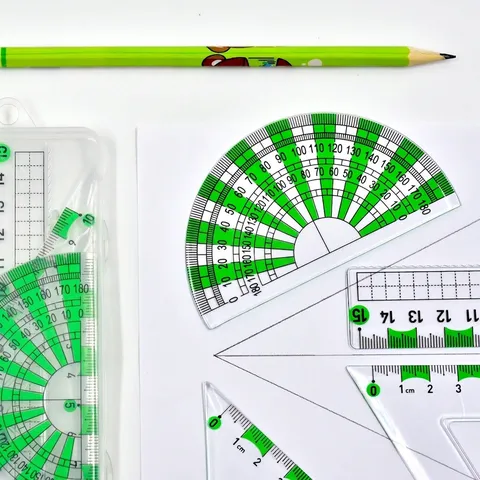 Transparent Plastic Geometric Drawing Measuring Ruler Tool Kit For Student Office School Work Geometry Math Rulers