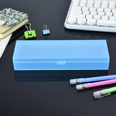 Estuche de Lápices Minimalista de Plástico PP Translúcido Esmerilado Caja de Almacenamiento Organizador de Papelería Portátil para Niños Estudiantes Oficina