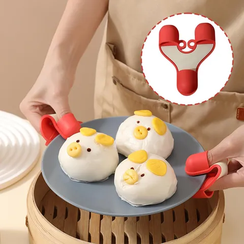 Silicone 3-Finger Anti-Scald Clip Multi-Function Heat Resistant Bowl Gripper Non-Slip Plate Clip Kitchen Cooking Tool