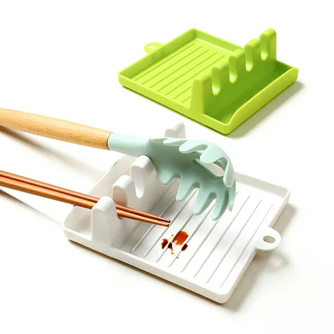 Modern PP Plastic Pot Lid Holder Kitchen Utensil Rest Spatula Rack Draining Stand Multifunctional Countertop Organizer