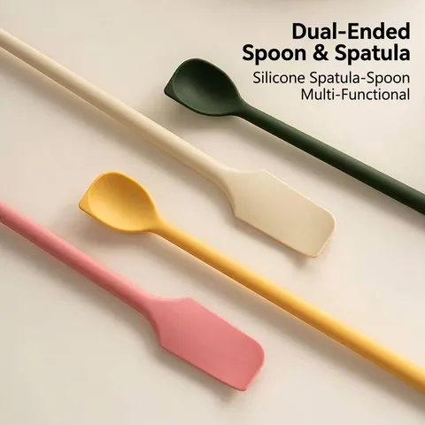 Dual Head Silicone Spatula Heat Resistant Kitchen Jam Scraper Long Handle Cream Cake Spatula Baking Tools Multi Purpose