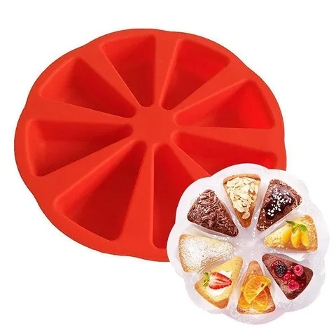 Silicone Cake Mold Eight Cavity Non Stick Baking Pan For Mousse Chocolate Pizza Round Scone Triangle Portion Slices Pastry Tool