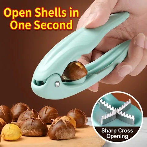 Manual Chestnut Opener Stainless Steel Cross Blade Nut Cracker Heavy Duty Kitchen Tool Ergonomic Chestnut Clip