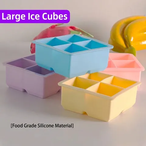 Bandeja de Cubitos de Hielo de Silicona de Grado Alimenticio Molde de Hielo Cuadrado Grande Con Tapa para Cócteles de Whisky Accesorios de Cocina