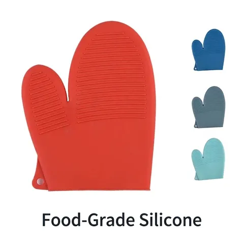 Heat Resistant Silicone Oven Mitt Anti-Slip Striped Kitchen Cooking Glove Insulated Thermal Glove For Microwave BBQ Baking