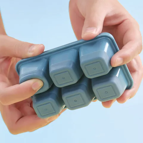 6-Grid Ice Cube Tray With Lid Soft Silicone Bottom Square Ice Mold Mini DIY Ice Maker For Household Kitchen Cold Drinks