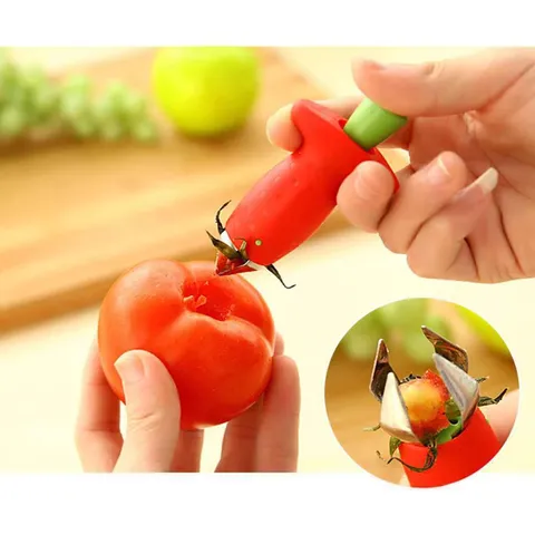 Stainless Steel Strawberry Huller Fruit Tomato Corer Pineapple Eye Remover Kitchen Tool Creative Bionic Red Gadget