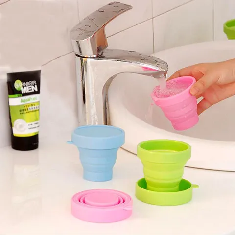 Collapsible Silicone Cup Portable Travel Water Cup With Lid Reusable Outdoor Camping Foldable Gargle Cup For Home Travel