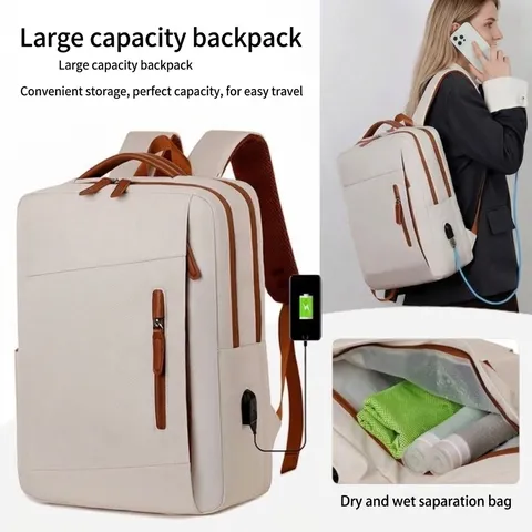 Business Laptop Rugzak Waterdicht Oxford Doek Uitbreidbare Reisrugzak Met USB Poort Minimalistische Schooltas Voor Heren Dames