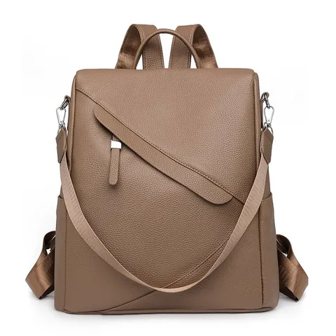 Sac à Dos Casual Pratique Minimaliste Color Block pour Femmes Grande Capacité Antivol en Cuir PU pour Voyage