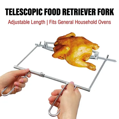 Parti di Ricambio per Girarrosto Elettrico in Ferro Galvanizzato Manico per Forchetta per Pollo Regolabile Accessori Barbecue