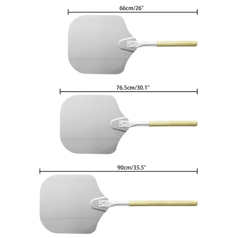 Detachable Aluminum Pizza Peel With Oak Wood Handle Foldable Large Square Pizza Paddle Turning Shovel Baking Tool For Home Cake Transfer
