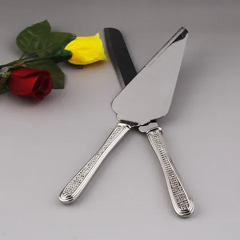 Roestvrij Stalen Taartmes En Schep Set Met Strass Handvat Gekartelde Brood Pizza Snijder Voor Bruiloft Verjaardagsfeest Keuken Tools