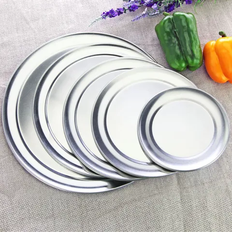 Round Aluminum Pizza Pan Wide Edge Italian Shallow Baking Sheet Oven Safe Tray For Homemade Pizza Baking Kitchen Accessories