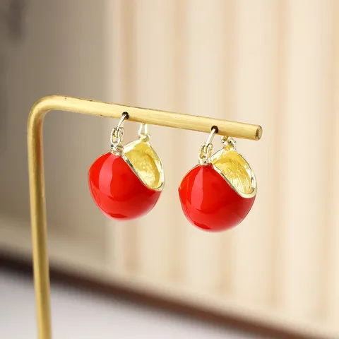 Vintage Enamel Huggie Earrings For Women Alloy Gold Plated Niche Design Geometric Drip Glaze Earrings Jewelry For Winter Daily Wear