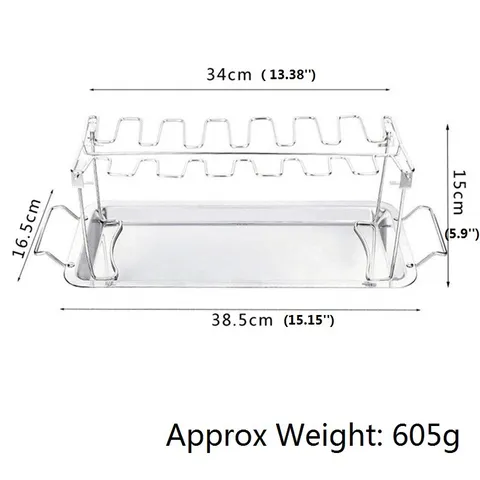 Stainless Steel Folding Chicken Leg Wing Rack With Drip Tray For Outdoor BBQ Grill Oven Roaster Rack Barbecue Tool