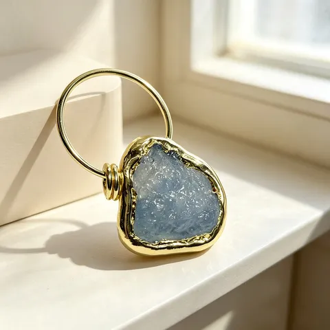 Aquamarijn Ruwe Steen Hanger 14K Verguld Onregelmatige Barokstijl Hanger Zonder Ketting Voor Vrouwen Gepersonaliseerde Sieraden