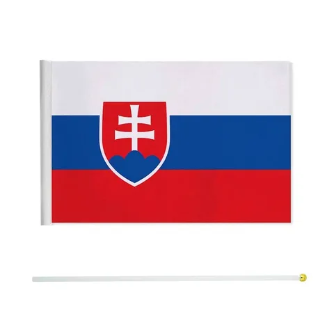 Slovakia National Flag Durable Polyester Banner With Coat Of Arms For European Cup World Cup Outdoor Indoor Sports Event Decoration