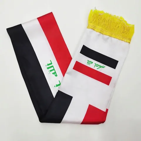 Irakische Flagge Schal Satin Polyester Halstuch Mit Gelben Quasten Für Nationalfeiertag Sportveranstaltungen Unisex Schal