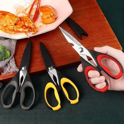 Multi-functional Stainless Steel Kitchen Scissors Heavy Duty Food Shears For Meat Chicken Bone Fish Scraper With Protective Cover