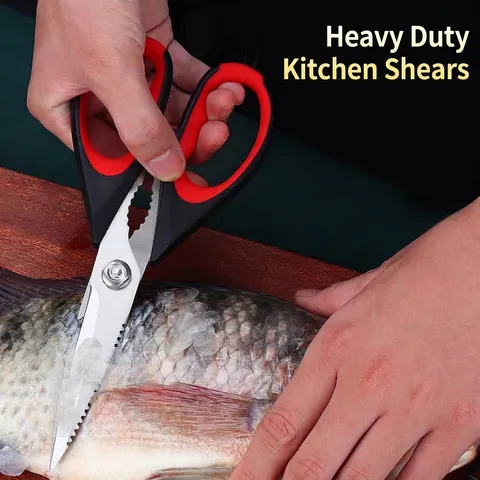Multi-functional Stainless Steel Kitchen Scissors Heavy Duty Food Shears For Meat Chicken Bone Fish Scraper With Protective Cover