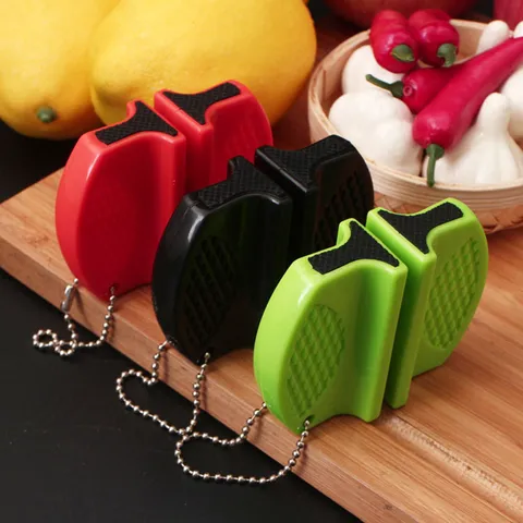 Mini Portable Double Sided Knife Sharpener With Chain Manual Sharpening Tool For Kitchen Outdoor Camping Home Gadget