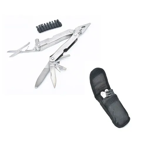 Multi-functional Stainless Steel Repair Tool Pliers Foldable Portable Multi-tool With 11 Screwdriver Bits For Outdoor Camping Hiking Home Repair
