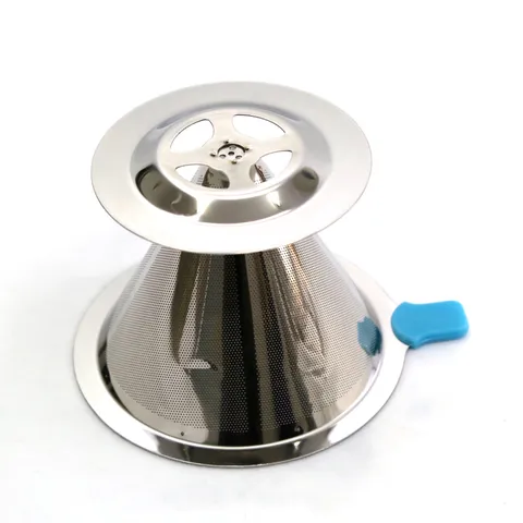 Stainless Steel Coffee Filter Double Layer Pour Over Coffee Dripper Cone Coffee Filter With Base Kitchen Coffeeware
