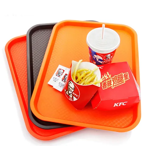Plateau de Restauration Rapide en Plastique Rectangulaire Antidérapant Plateau de Service de Cantine Restaurant Hôtel Vaisselle Assiette Plateau de Rangement