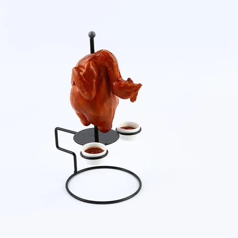 Creative Stainless Steel Onion Ring Tower Stand With Ceramic Dipping Bowls For Restaurant Bar Squid Donut Display Rack