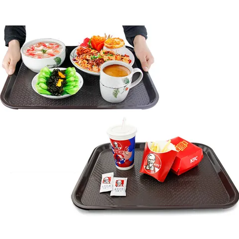 Plateau de Restauration Rapide en Plastique Rectangulaire Antidérapant Plateau de Service de Cantine Restaurant Hôtel Vaisselle Assiette Plateau de Rangement