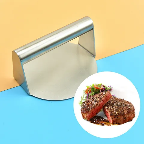 304 Stainless Steel Burger Press Meat Smasher Square Round Patty Maker With Wood Handle Kitchen Grilling Griddle Press Tool