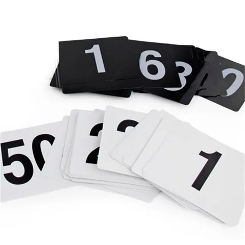 Cartellini Numerati da Tavolo in Plastica Stampati su Entrambi i Lati 1-25 1-50 1-100 Segnaposto per Ristorante Matrimonio Banchetto Caffè