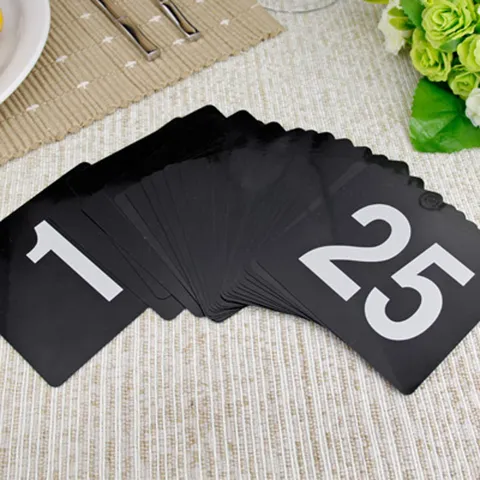 Cartellini Numerati da Tavolo in Plastica Stampati su Entrambi i Lati 1-25 1-50 1-100 Segnaposto per Ristorante Matrimonio Banchetto Caffè