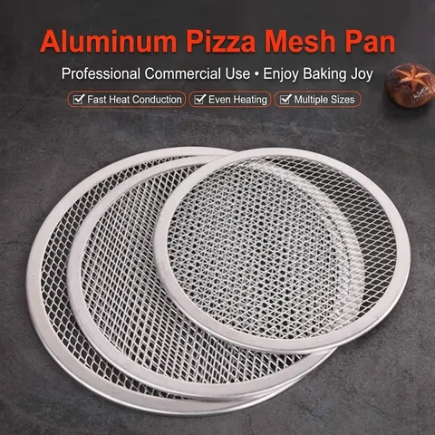 Aluminum Pizza Screen Mesh Baking Tray Round Pizza Pan Professional Baking Tools For Home Oven Pizzeria Kitchen Bakeware