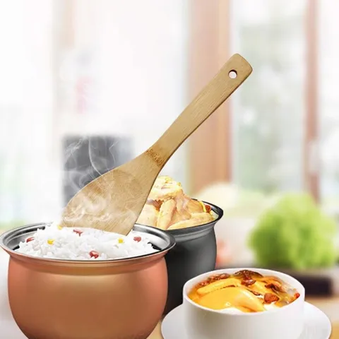 Natural Bamboo Rice Spoon And Spatula For Nonstick Pans Eco Friendly Polished Wooden Cooking Utensils For Kitchen Home Use