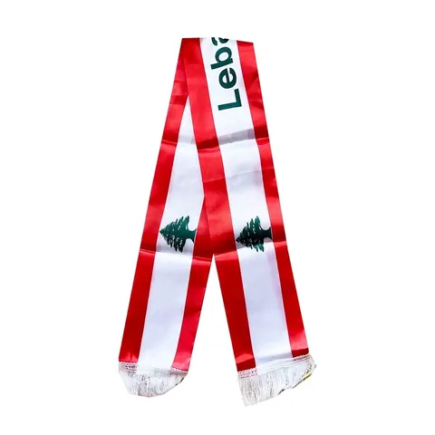 Lebanon Flag Scarf Satin Polyester National Celebration Sash With Tassels For Parade Wedding Festival Event Party Accessories