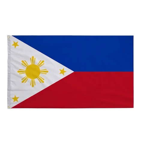 Philippinen Nationalflagge Offizielle Polyester Ösen Ärmel Handheld Banner Sonne Sterne Muster Lebendige Farben Parade Dekor