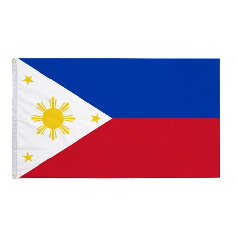 Philippinen Nationalflagge Offizielle Polyester Ösen Ärmel Handheld Banner Sonne Sterne Muster Lebendige Farben Parade Dekor