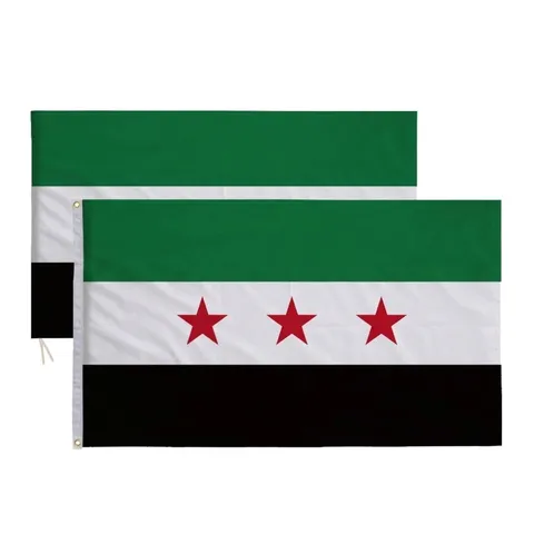 Syrien Flagge Polyester Banner Grün Weiß Schwarz Drei Sterne Siebdruck Flagge Für Draußen Innen Feier Dekoration