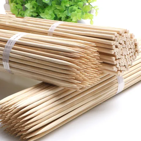 Natural Bamboo BBQ Skewers Disposable Wooden Grilling Sticks For Meat Fruit Kabob Oden Marshmallow Outdoor Grill Party