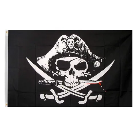 Bandera Pirata Jolly Roger Cala Vera Y Espadas Cruzadas Banner De Poliéster Con Ojales Para Decoración Jardín Halloween