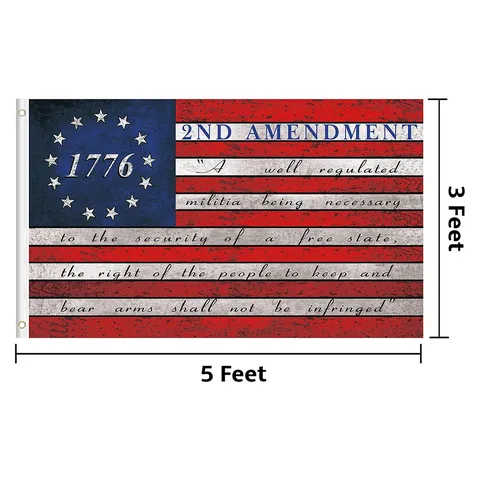 Vintage Amerikanische Flagge 2nd Amendment Betsy Ross Bennington 76 Banner 1776 Verfassungstext Polyester Dekor