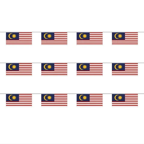 Malaysia Wimpelkette Nationalfeiertag Dekoration 15 Staaten Hängende Flaggen Polyester Lichtbeständiges Banner Für Büro Party