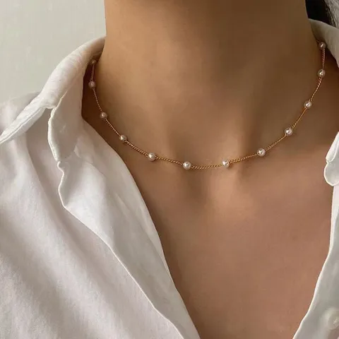 Collana Choker Minimalista in Lega Con Perle Artificiali Per Donna Collana Con Ciondolo a Cuore a Strati Galvanizzata Oro Argento Accessori Moda