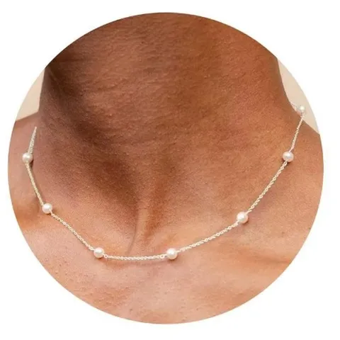 Minimalistisch Legering Kunstparel Choker Halsketting Verguld Elegante Sleutelbeen Ketting Mode Sieraden Cadeau voor Vrouwen