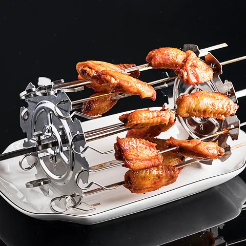 304 Edelstahl Rotierender Grillkäfig Grillbräter Zubehör Für Heißluftfritteuse Elektroofen Mit Spießen Kebab Maker Für Fleisch Hähnchenflügel